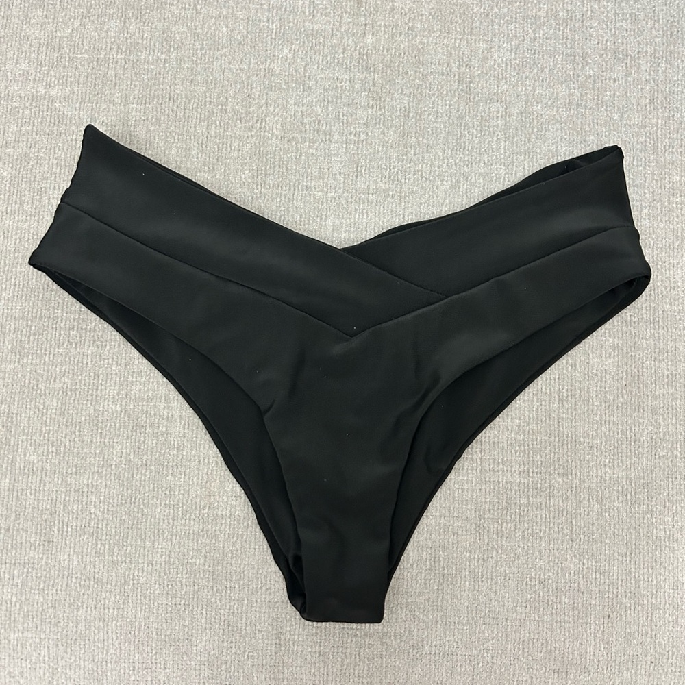 Black V-Waist Bikini Bottom - Women Swim